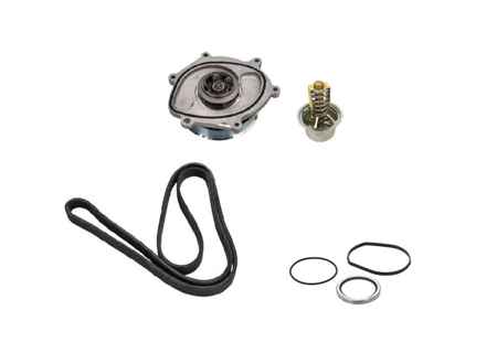 Water pump, belt & thermostat kit. Porsche 981 Boxster / Cayman / Porsche 991.1 - 0PB121035A, 9A110221800, 0PB903137A, 9A110222602, 9A110622603, 9A712111000, 9A110655900, 0PB121688